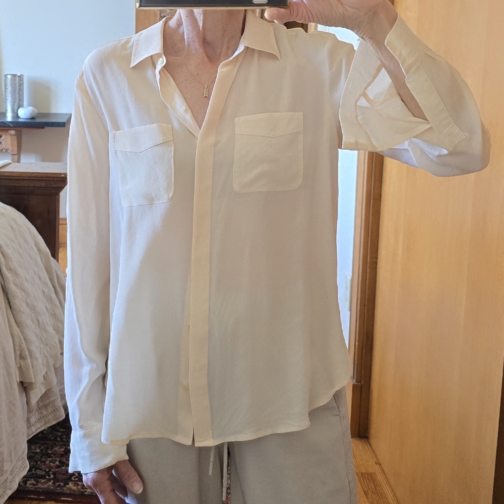 Ann Taylor Cream Button-Front Blouse